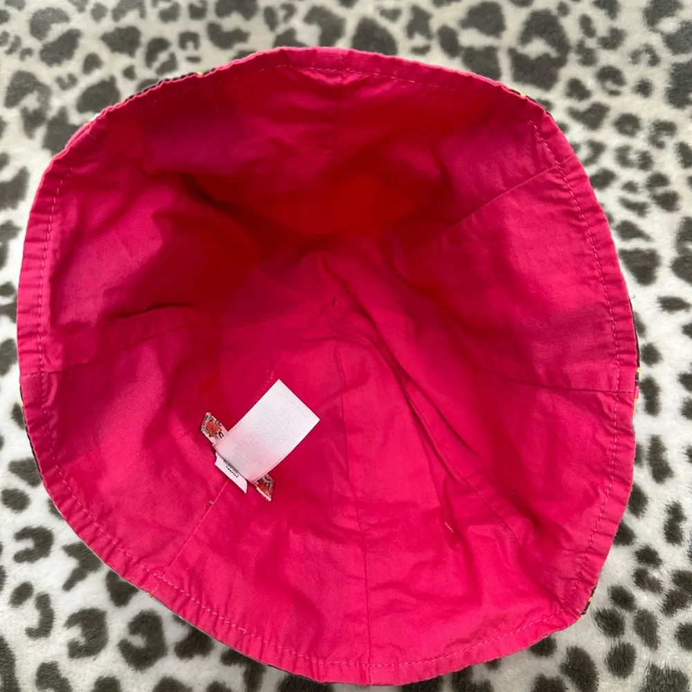 2007 Old Navy Striped Bucket Sun Hat in Pink Brown Size 6-12 months